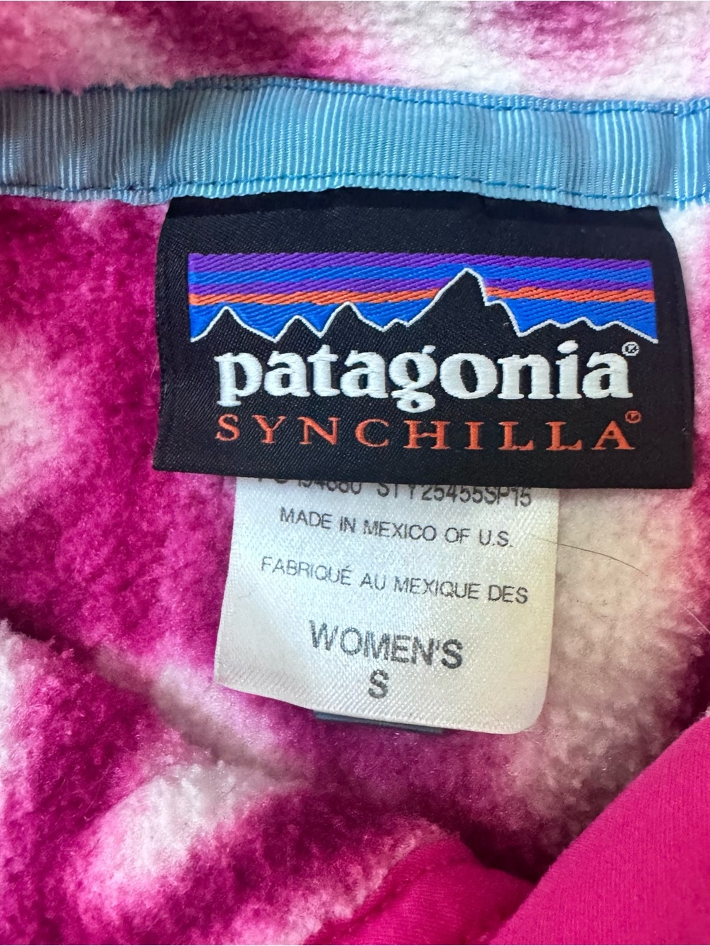 Patagonia Synchilla Diamond Pink Tie Dye Aztec Snap Fleece Sweater Jacket Sz S - Picture 4 of 5